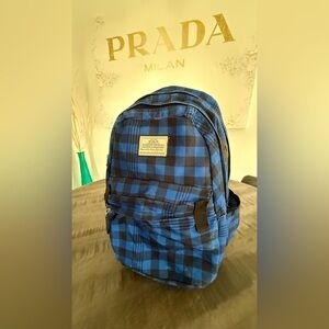 VINTAGE/Tommy Hilfiger Blue and Black Checkered Men's Backpack/Use